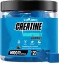 Creatine Monohydrate חניכיים עבור גברים ונשים-5g של Creatine Monohydrate לשרת - לעזור להגדיל את כוח ולבנות שריר, Sugar חינם, Vegan, Blueberry פלמור, 120 הרוזן הרוזן הרוזן