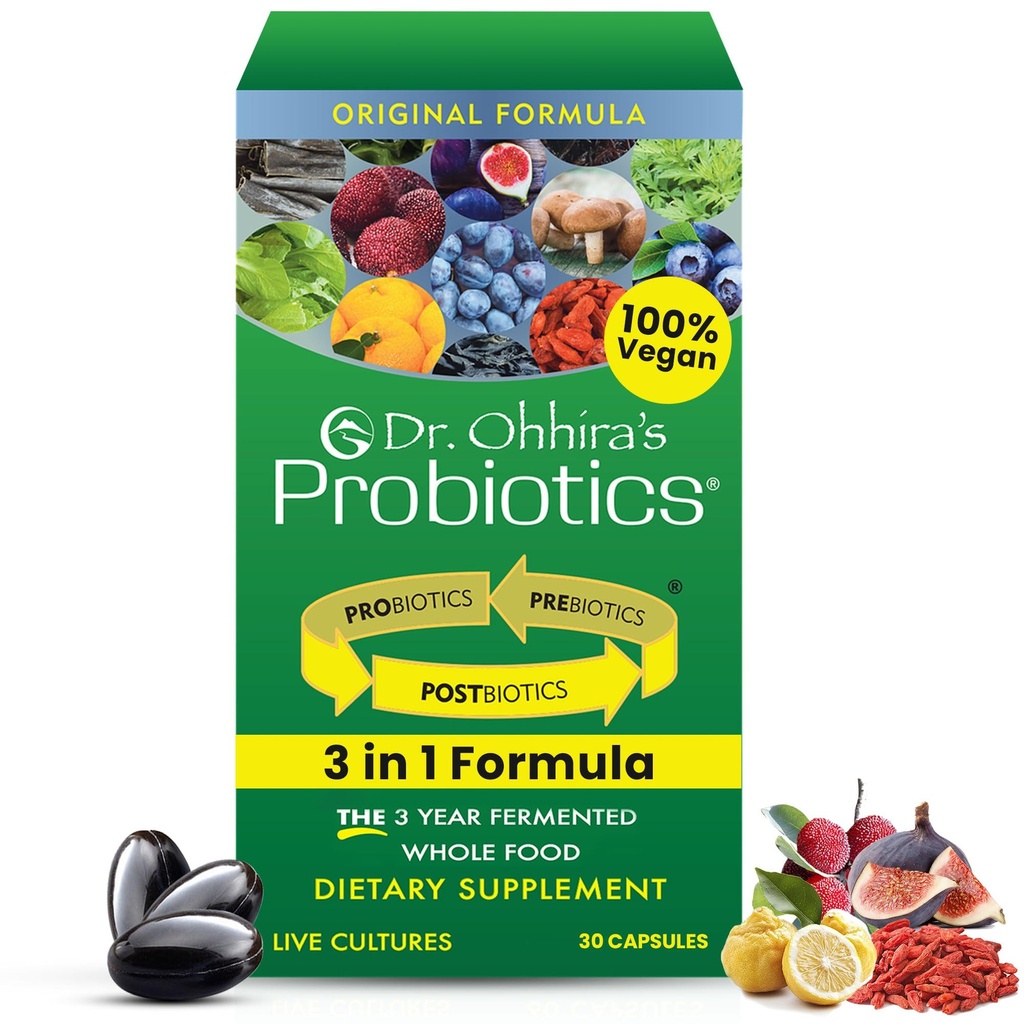 Dr. Ohhira's Probiotics Original Formula with 3 Year Fermented Prebiotics, Live Active Probiotics and the only Product with Postbiotic Metabolites, 30 קפסולות