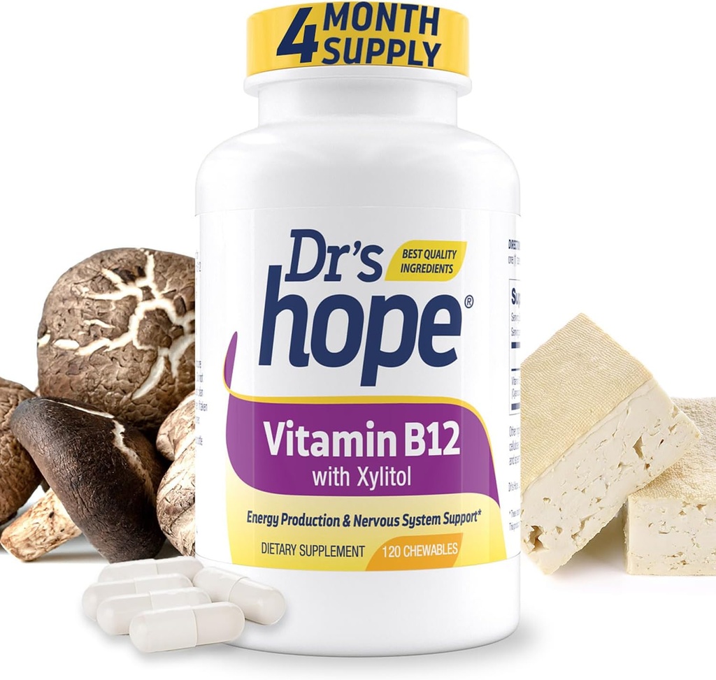 ויטמין B12 1000 Mcg, B12 ויטמינים 1000 Mcg עזרה כדי להגדיל את המטאבוליזם, ייצור אנרגיה ותמיכה מערכת העצבים, 120 טבליות Chewable - 1 Tablet Per לשרת, non-GMO & Gluten חינם