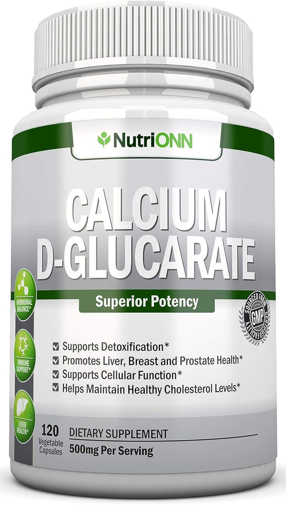 Calcium D-Glucarate - 500 מ"ג - 120 קפסולות ירקות - כוח עליון לתמיכה בתהליכים ניקוי, אסטרוגן מטאבוליזם וההורמונל איזון - מסייע עם Prostate, חזה ומושבה בריאות בריאות