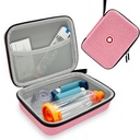 The Hard Inhaler Spacer Case for Kids and Adults, Asthma Inhaler Case with Mesh Pocket for Medicine ואביזרים אחרים, פינק (Bag Only)