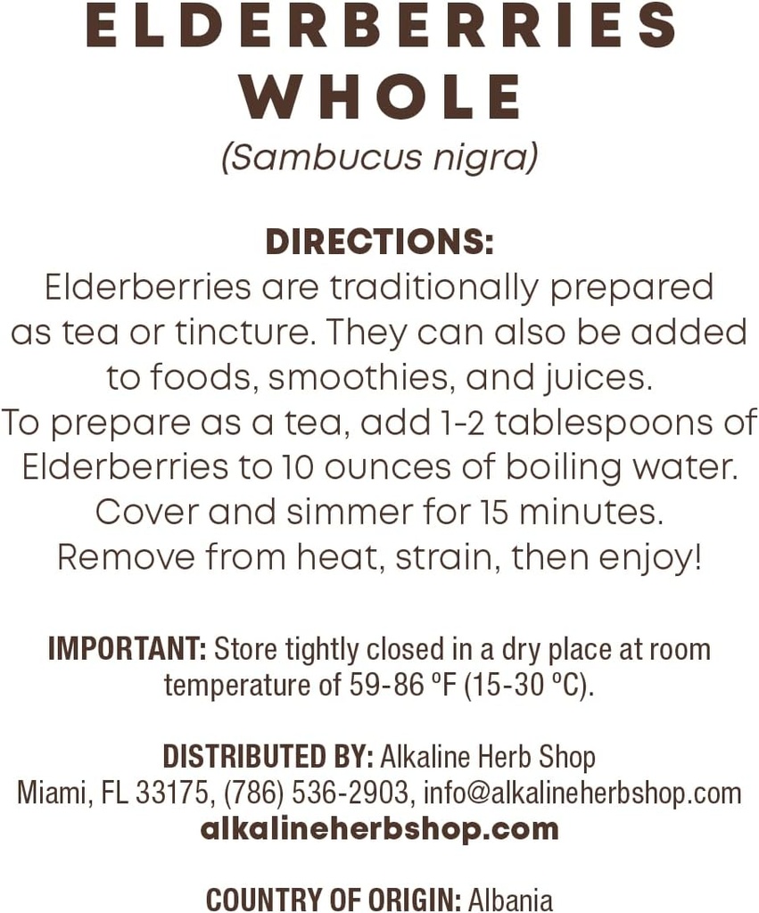 Alkaline Herb Shop Just Herbs: Elderberries