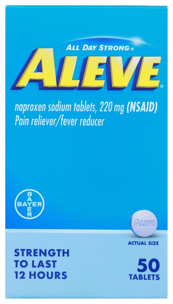 Aleve, Pain Reliever / Fever hydror 220 מ"ג טבליות, 50 Count
