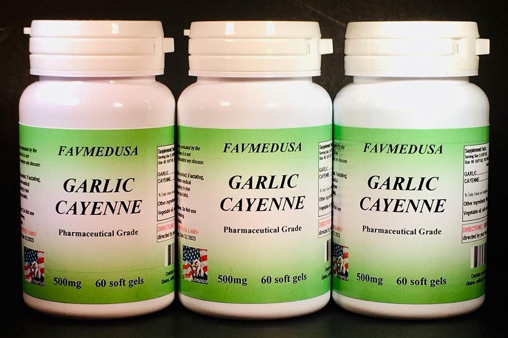 Garlic Cayenne, Made in USA - 180 (3x60)