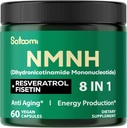 8in1 NMNH - תוספת NMN - NAD תוספת תמיכה רמות NAD הוסיף Fisetin, Resveratrol, Quercetin, Turmeric, Berberine, ויטמין D3 & C - 60 Count for 30 ימים