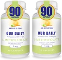 The Daily Vites L-Methylfolate 1 מ"ג / 1000 mcg כוח מקסימלי Active Folate, 5-MTHF, Filler Free, Gluten Free, non-GMO, Vegetarian קפסולות 90 (Pack of 2)
