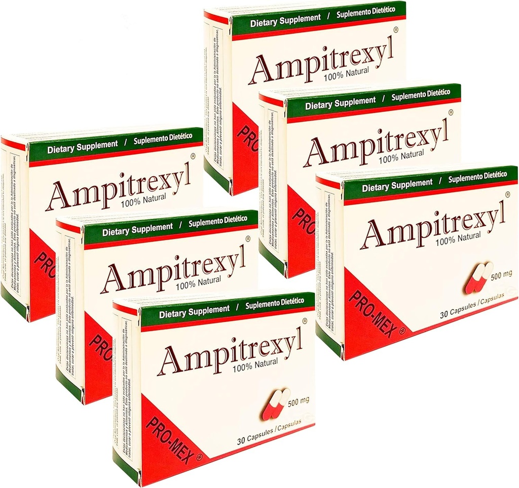500 מ"ג x 6 Pack - Herbal Immune Support Supplement Promex Ampitrexyl; 30 קפסולות כל (180 קפסולות Total)