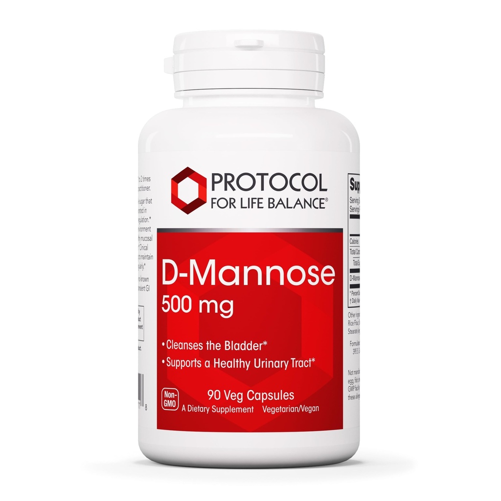פרוטוקול D-Mannose - 500 מ"ג - Bladder ניקויse - תמיכה בריאה Urinary Tract* - עבור גברים ונשים - כשר + non-GMO - 90 קפסולות Veg