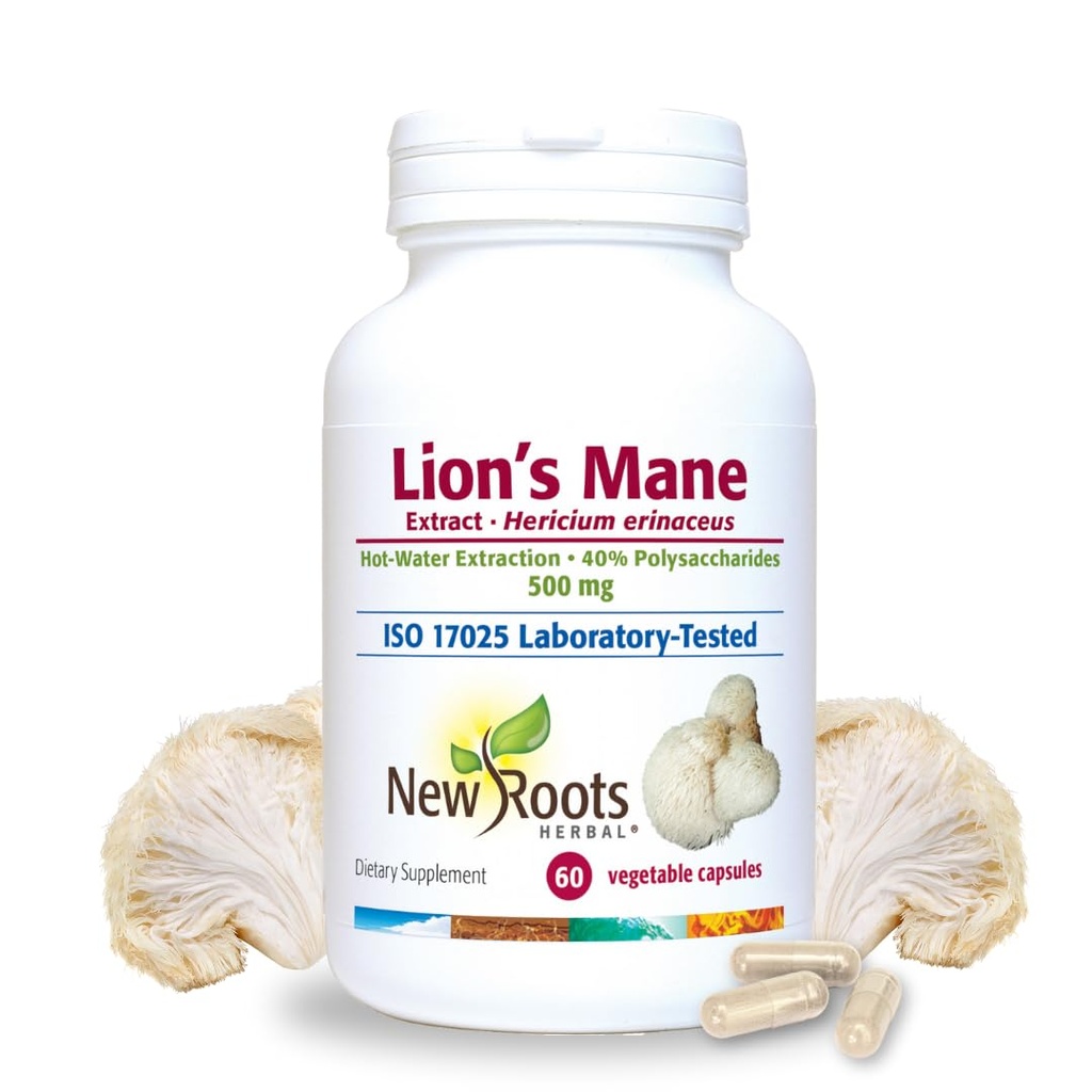 חדש ROOTS HERBAL Lions Mane תוספי קפסולות | 500 מ"ג אריה Mushroom Concentrated Hot-water Extracted