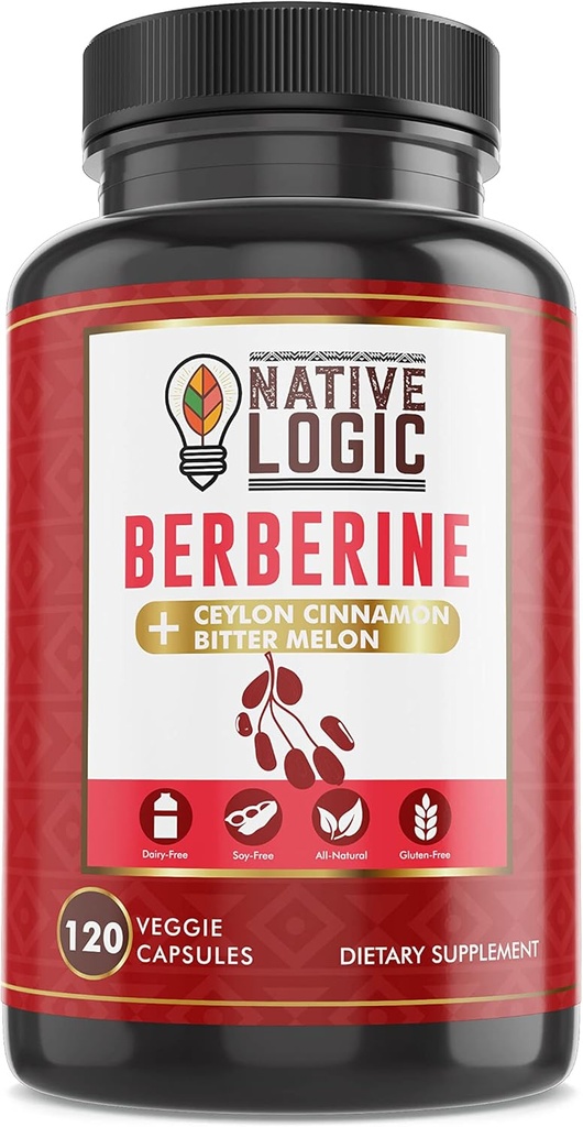 Berberine HCL 1200 מ"ג עם Ceylon Cinnamon, Bitter Melon, and Green Tea Extract; תומך Cardiovascular ו- GI בריאות עם תמיכה במערכת החיסון - 120 קפסולות