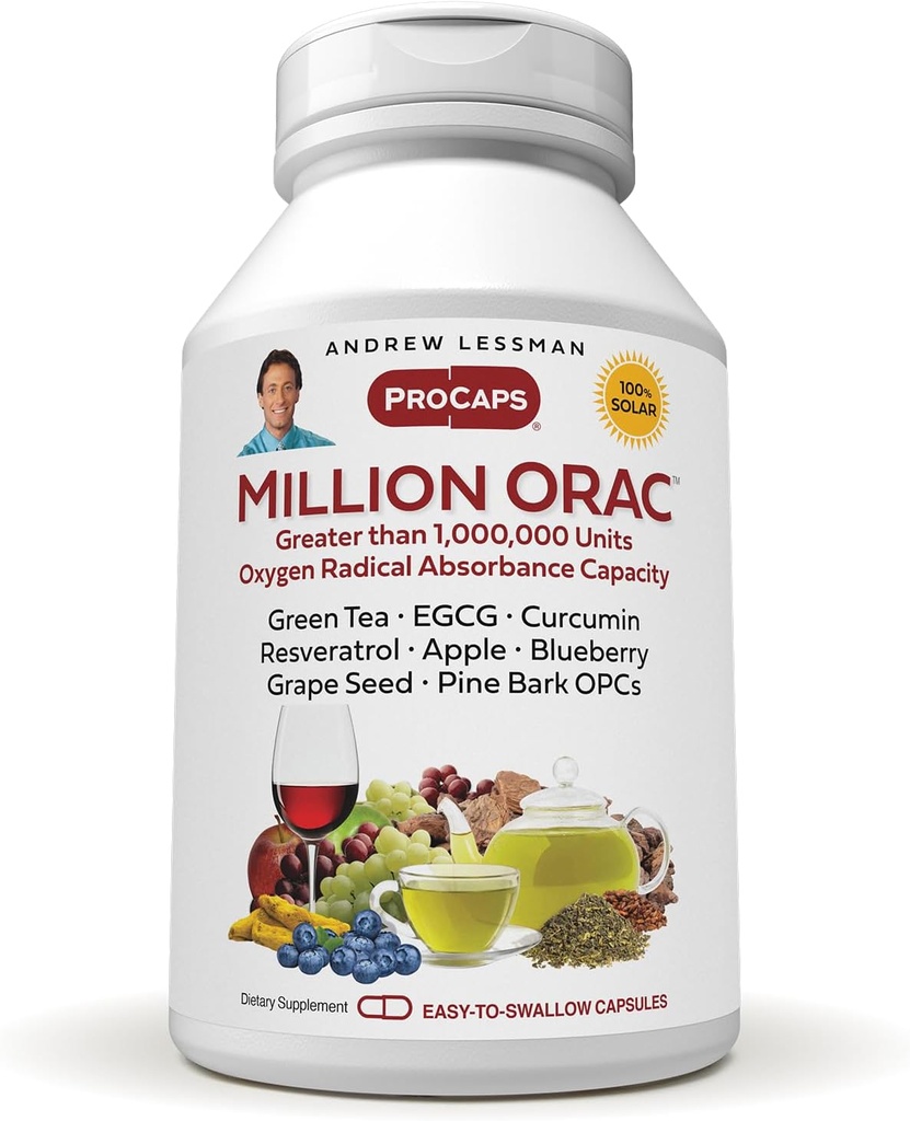ANDREW LESSMAN מיליון Orac 240 קפסולות - מספק מוצרים סטנדרטיים המבוססים על צמחים. חומרים אנטי-אוקסידנטים חזקים ומגינים. המונחים: free-Radicals, no Additives