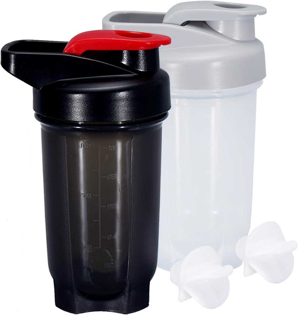 Shaker Bottle Protein Shakes Cup 10 Ounce Shaker בקבוק עם Whisk Balls, חלבונים שקד בקבוק להגדיר למיקסים חלבונים,Shakers עבור שקיות חלבונים, Shaker Cup, חלבונים Shaker, Black+Grey, 2PCS