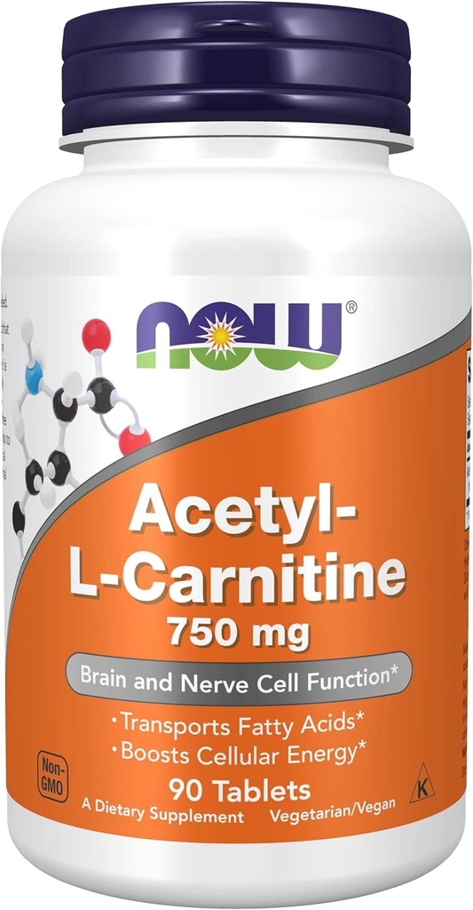 Now Foods Acetyl-L-Carnitine 750 מ"ג - 90 טבליות