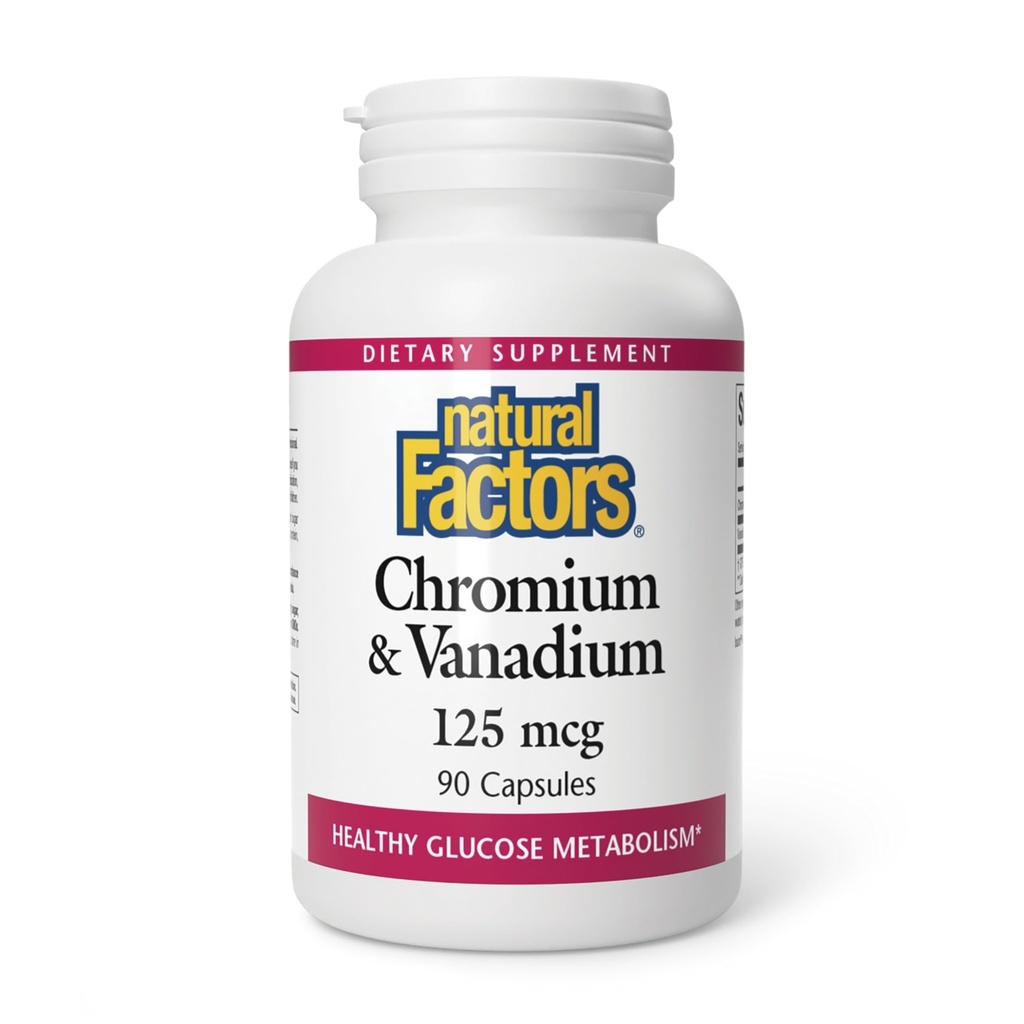 גורמים טבעיים, Chromium & Vanadium 125 mcg, תומכים במטבוליזם בריא, 90 קפסולות