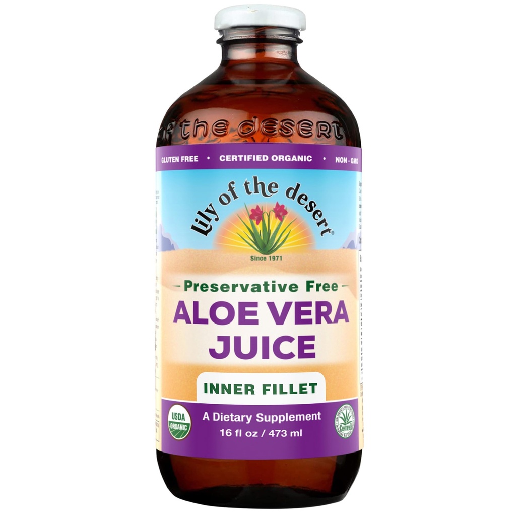 לילי של המדבר אלוורה Juice, Preservative Free, Inner Fillet, 16 Fl oz