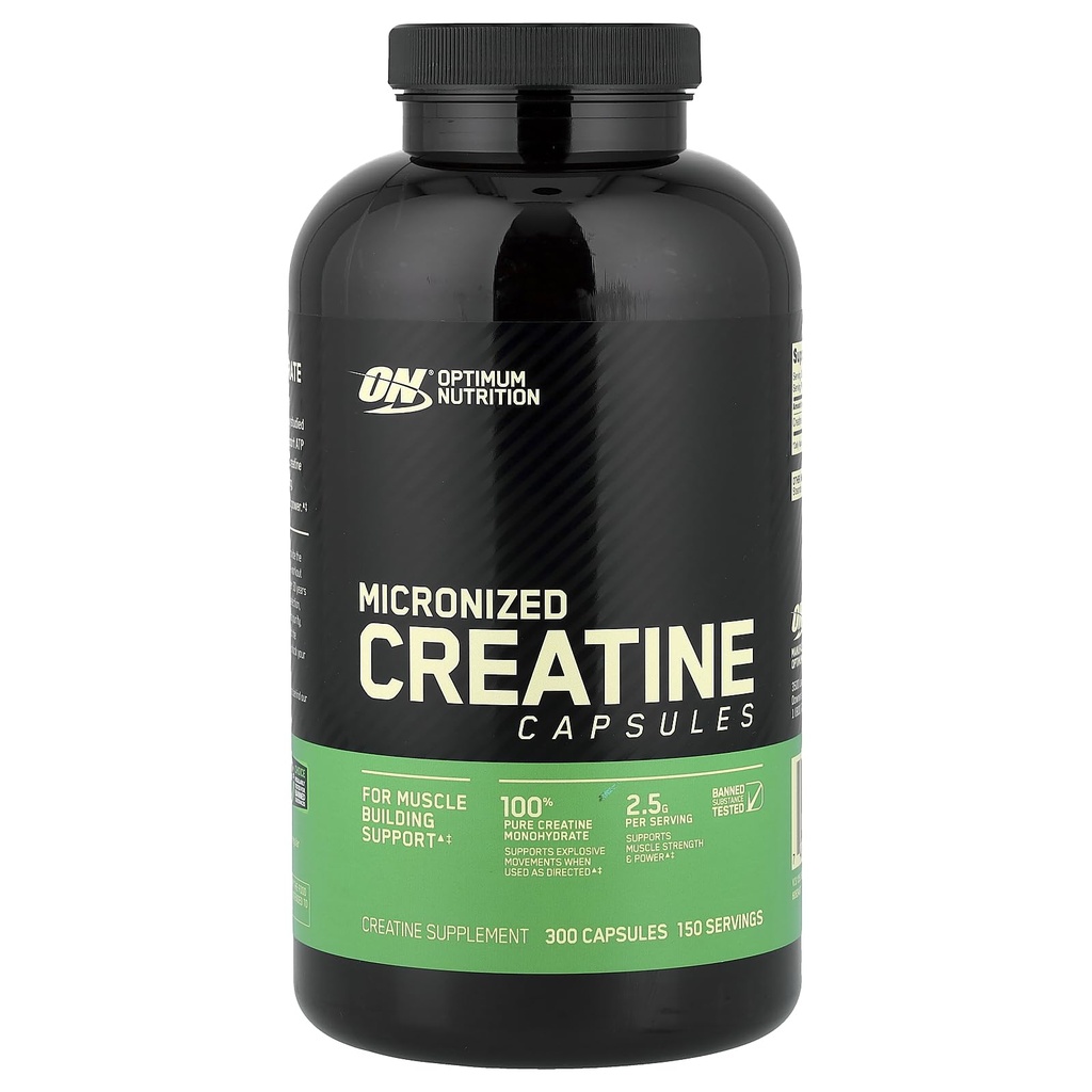 אופטימוס תזונה Micronized Creatine Monohydrate כמוסות, Keto Friendly, 2500 מ"ג, 300 קפסולות (Packaging May Vary)