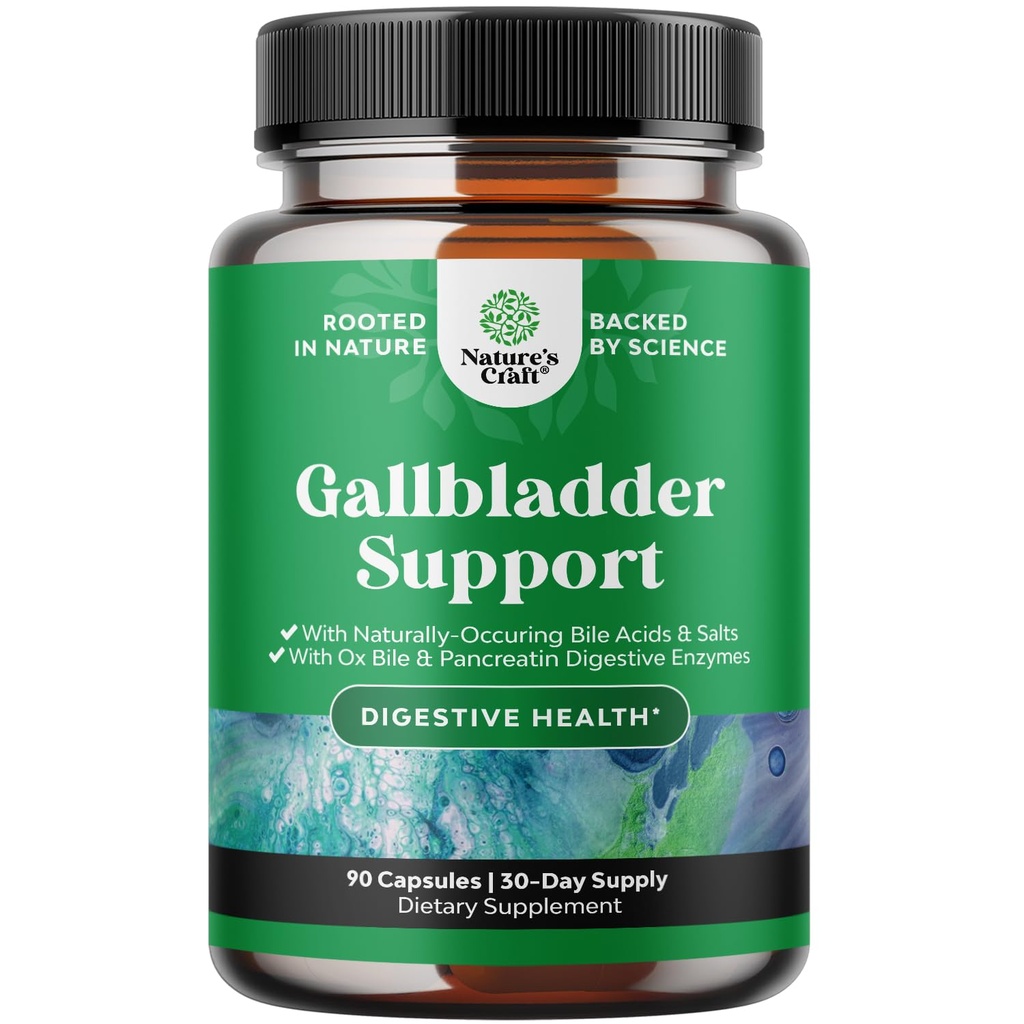 Gallbladder Support Digestive Enzymes with Ox Bile - Purified Ox Bile Salts for No Gallbladder & Pancreas ניקויse, Detox & תיקון - העיכול עם תוספת Pancreatin & Chanca Piedra - 90 קפסולות