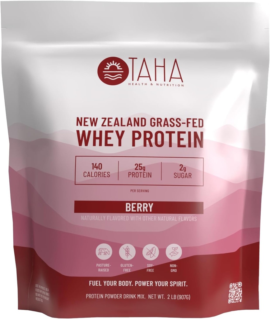 Taha Health & Nutrition ברי פלח אבקת חלבון Whey חלבון ריכוז, 25g חלבון, 140 קלוריות, 2g סוכר | New Zealand Grass-Fed, Free-Range Milk | Gluten and Soy Free, Keto, כשר | 2LBBB