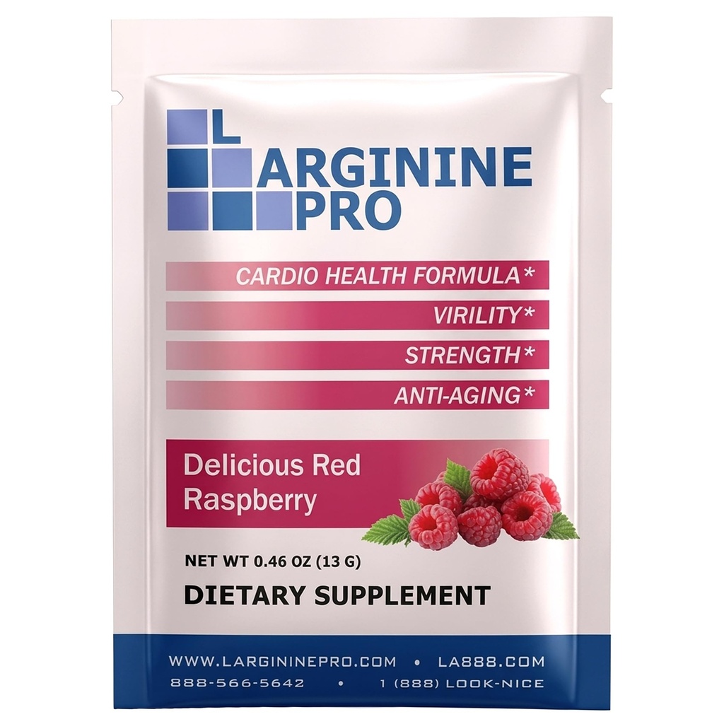 L-ARGININE PRO אבקת תוסף | 60 Packets Single Travel Size | 5,500 מ"ג של L-arginine Plus 1,100mg L-Citrulline, Raspberry
