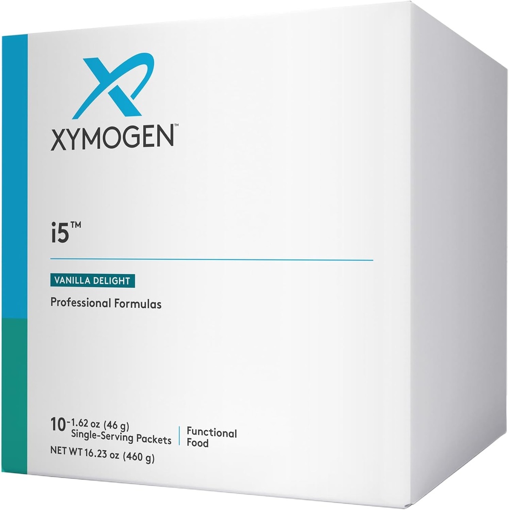 XYMOגן i5 - Gut Health, Detox + Cytokine Balance אבקת תמיכה - 21g חלבון, Immunoglobulin, Arabinogalactan, Broccoli Seed Extractd Extract - Vanilla Drink Mix (10 Packets)