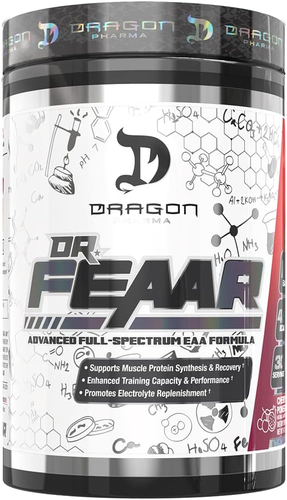 DRAGON PHARMA ד"ר FEAAR® Advanced Full-Spectrum EAA Matrix, תומך סינתזה חלבונים שרירים ושיקום, יכולת אימונים משופרת וביצועים (30 משרתים, Cherry Pomegranate)
