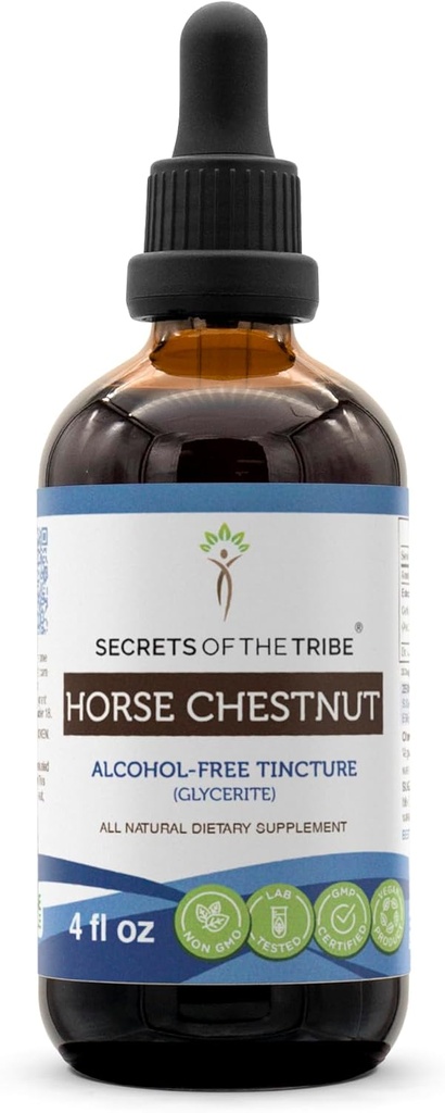 סודות של השבט צ'סטגוז Tincture אלכוהול חינם לחלץ, סוס צ'סטרוז (Aesculus hippocastanum) Dried Nut (4 FL OZ)