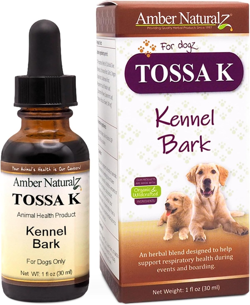 אמבר NaturalZ טוסה K Kennel Bark Herbal תוספי מזון לכלבים ו Puppies | Canine Herbal Band for Respiratory Health | 1 Fluid Ounce Glass Bottle