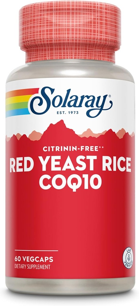 SOLAרי Red Yeast Rice Plus CoQ-10 & No-Flush Niacin ויטמין B-3, תמיכה בריאה לב ו Cardiovascular, Non-Irradiated & Citrinin חינם, 60 יום כסף בחזרה להבטיח, 60 משרתות, 60 VegCaps, 60 VegCaps