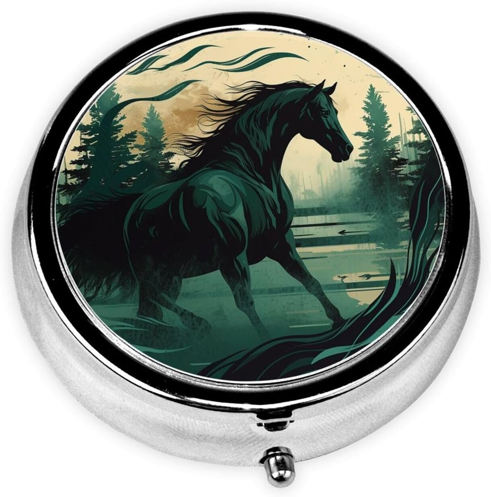 Round Pill Box Sweet Small Pill Case 3 השוואת גלולת גלולות עבור פורבס Pocket Realistic סוס ציור אופנה המכיל גלולות המכיל מחזיק להחזיק ויטמינים שמן דגים ותוספים