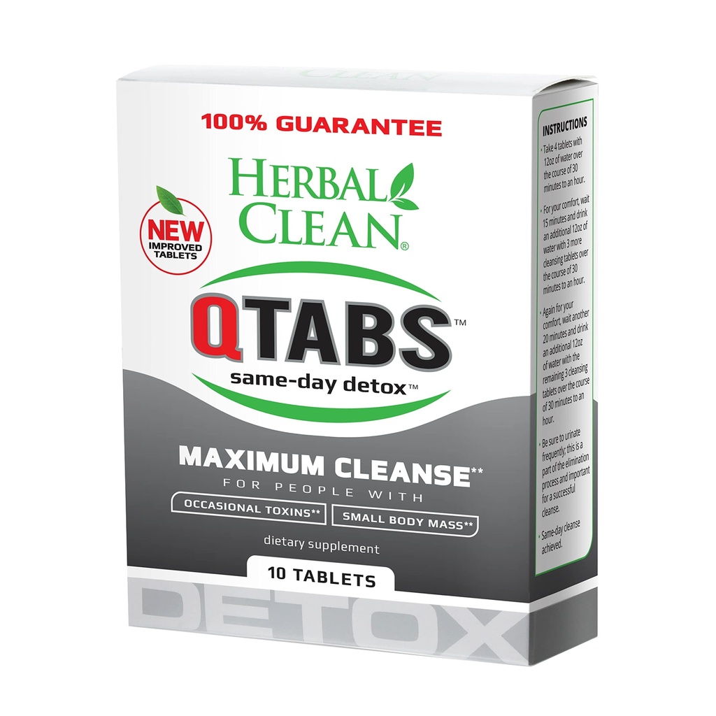 Herbal נקי - QTabs Same-Day Detox, Portable and Discreet, 10 טבליות