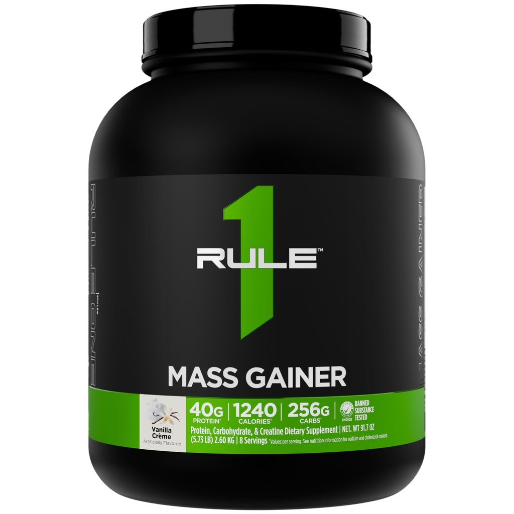 כלל 1 Mass Gainer - High-Calorie Weight מקבל פורמולה עם 1,220+ קלוריות, 250g + Complex carb בלנדר, 40g All-Whey חלבון Per המשרת (8 משרתים, Vanilla Crème)