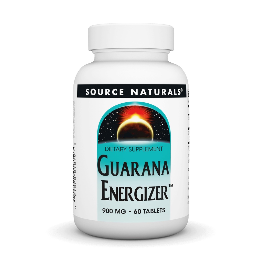 מקור Naturals Guarana Energyzer, Dietary Supplement - תומך ב-A Long Lasting Energy Boost* 900 מ"ג - 60 טבליות