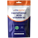 Vitamatic Pantothenic Acid Pure אבקה 500 מ"ג לשרת - 100 גרמים - נקרא גם ויטמין B5-200 לשרת