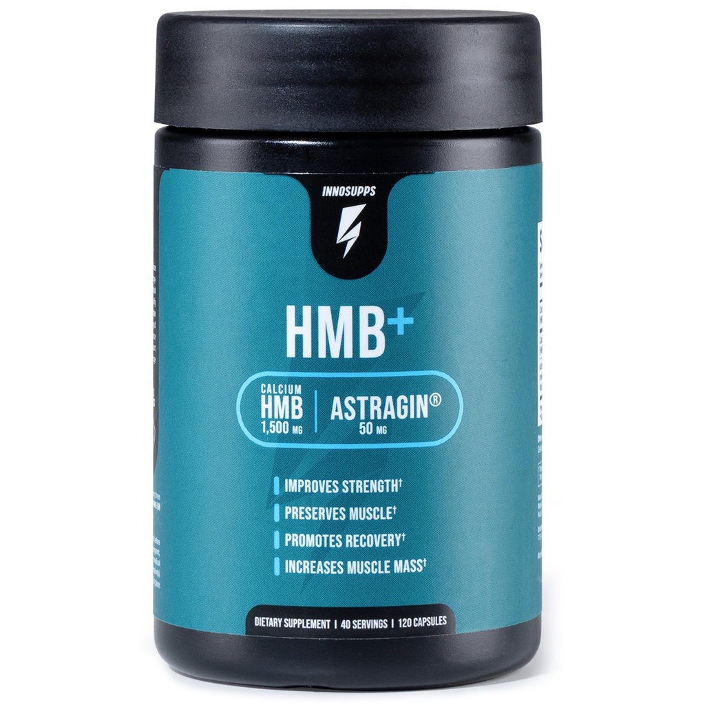 InnoSupps HMB+ | 1500 מ"ג HMB (Beta-Hydroxy Methylbutyrate) ו 50 מ"ג Astragin | שיפור Absorption, שמירה על השרירים, מקדם התאוששות, להגדיל את Lean השריר Mass | Gluten Free - 120 קפסולות Veggie