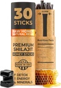 NATURAL SHILAJIT Honey Sticks - Shilajit Resin עם Raw Honey, Fulvic Acid & Trace מינרלים, Plant Based Foodsents for Energy, Immune Support & Vitality - 30 Shilajit Sticks Sticks