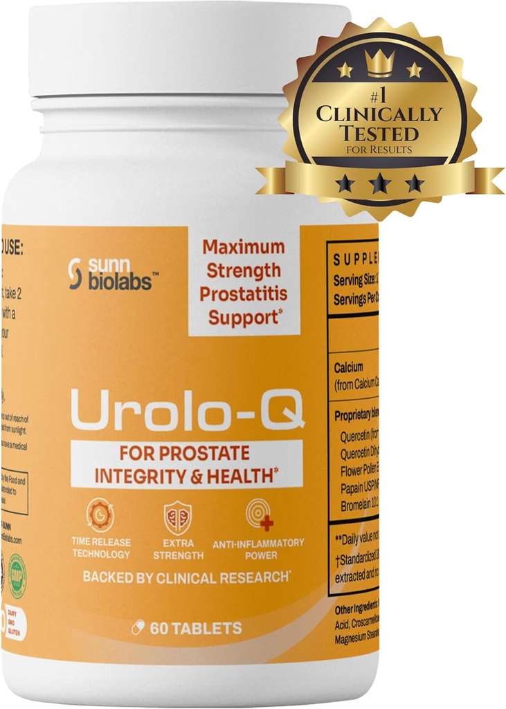 Urolo-Q תוספת-Strength Prostate תמיכה עבור Chronic Prostatitis, CPPS כוח מקסימלי כוח יעיל Prostate בריאות תוספי עבור גברים - מתקדם זמן שחרור פורמולה עם תוספת תמצית פולן...