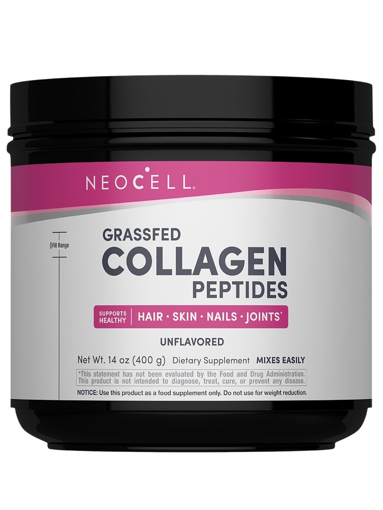 NeoCell Super Collagen Peptides, 10g Collagen Peptides לשרת, Gluten חינם, Keto Friendly, non-GMO, Grass, פד, שיער בריא, עור, ריחות ופרקים, אבקת Unflavored, 14.1 oz.