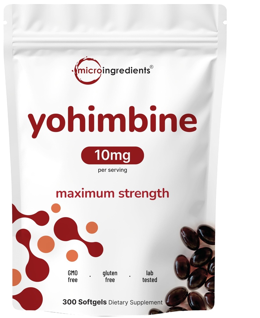 תוספי כוח כפול Yohimbine עבור גברים ונשים, 10mg Per לשרת, 300 Softgels, Yohimbine HCL עם הבתולה Sunflower Seed שמן עבור טוב יותר Absorption, תומך ייצור אנרגיה, אפריקני Raw