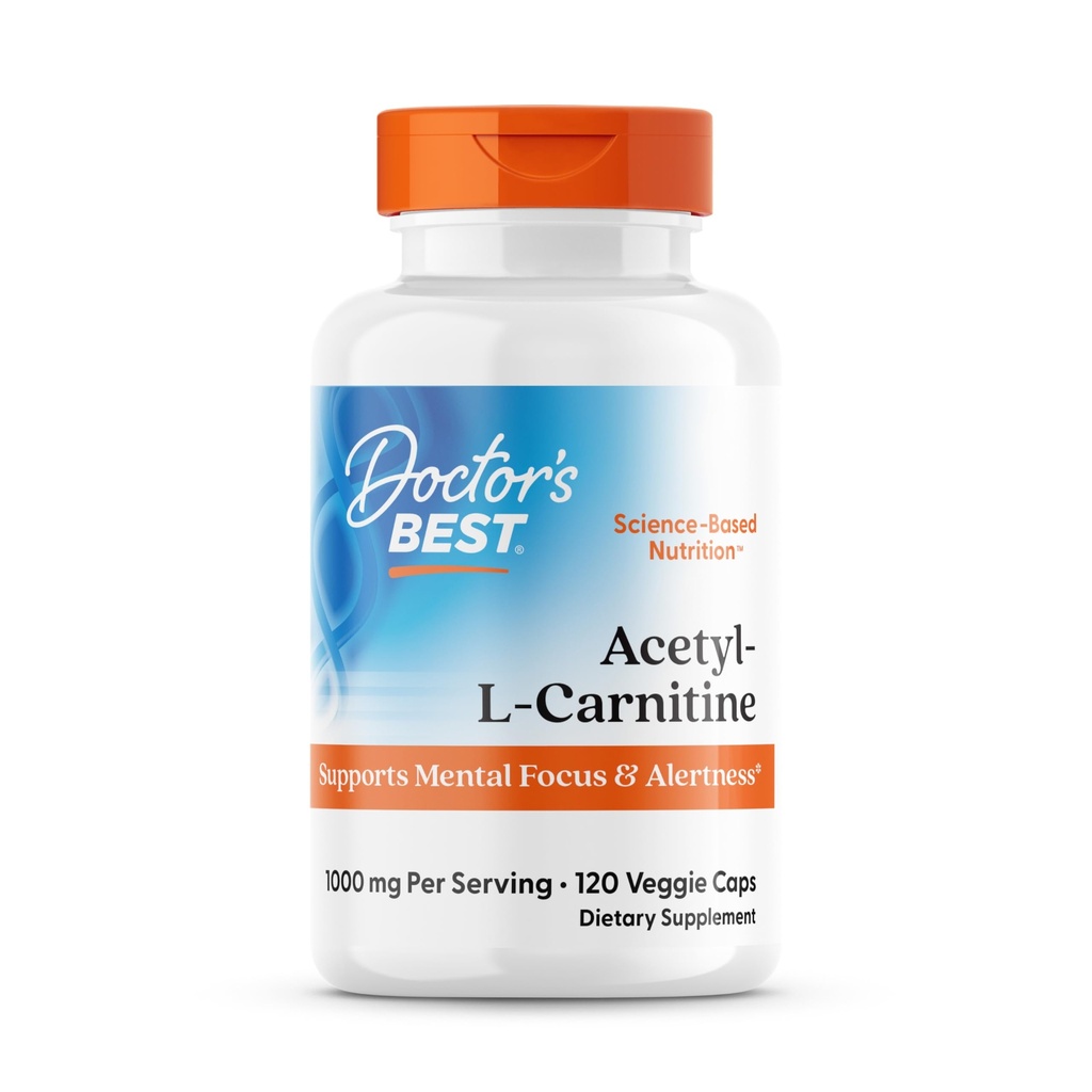 הרופאים הטובים ביותר Acetyl-L-Carnitine, תומכים ב- Mental Focus & alertness, Non-GMO, Gluten Free, Soy Free, Vegan 120 Veggie Caps