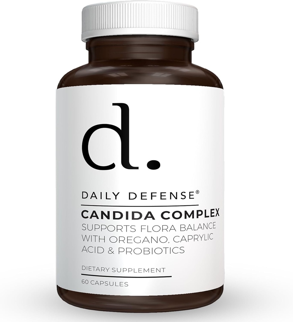 Candida Flush & ניקוי 60 Count Gut תמיכה עבור Balanced Gut פלורה עם Oregano, Caprylic Acid,Probiotics, & Digestive Enzymes - non GMO Dietary תוסף
