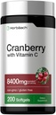 Horbäach Cranberry גלולות לנשים וגברים | 8400 מ"ג | 200 Softgels | תוספי מזון עם ויטמין C | Non-GMO, Gluten Freeten