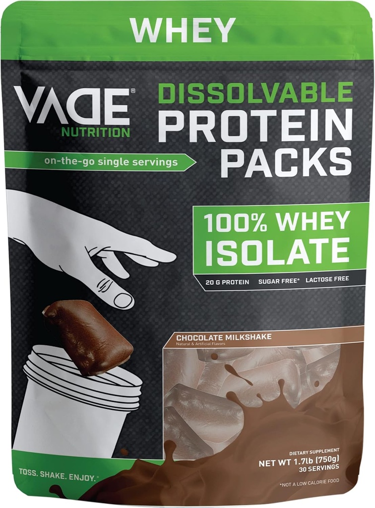 דיאטת חלבון מפוכחת - 100% Whey Isolate אבקת חלבון אבקת חלבשתק - פחמימות נמוכות, קלוריות נמוכות, Lactose חינם, סוכר חינם, שומן חינם, Gluten חינם - 30 Packets כדי ללכת