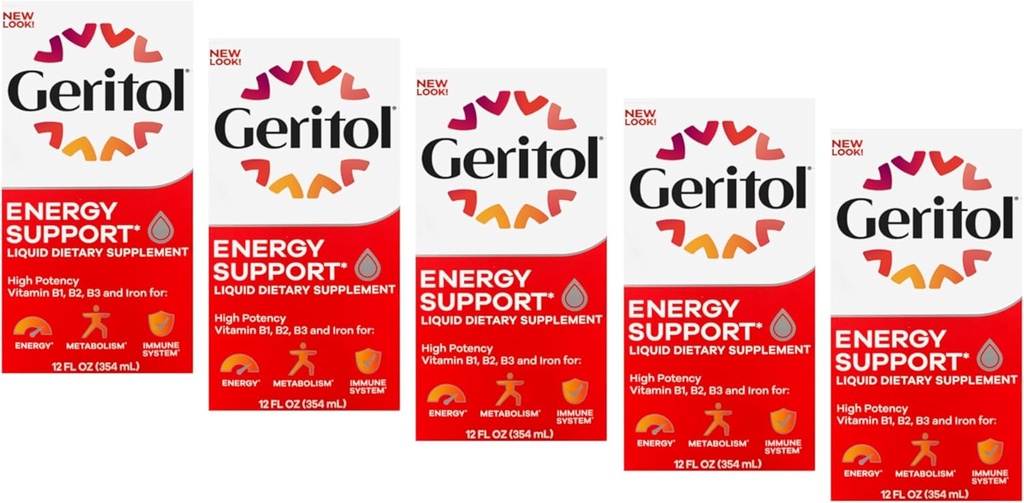 תוסף נוזלי Geritol, B-Vitamins & Iron 12 Fluid Ounce (Pack of 5)