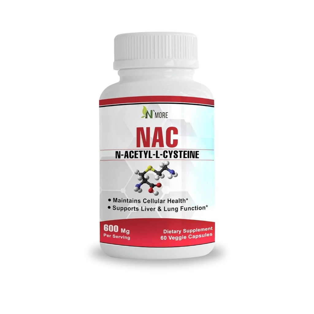 N'more N-Acetyl-Cysteine (NAC) 600Mg 60 Veggie קפסולות non-GMO, Gluten Freeten
