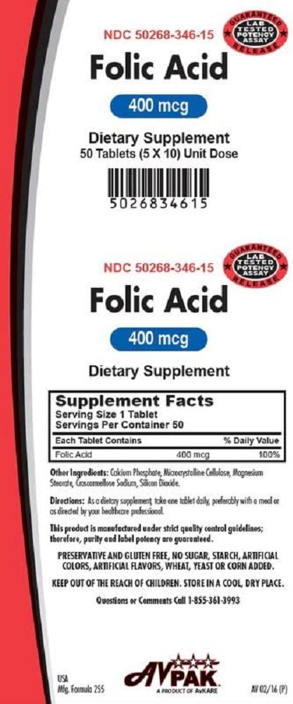 Folic Acid 400MCG, 50 טבליות