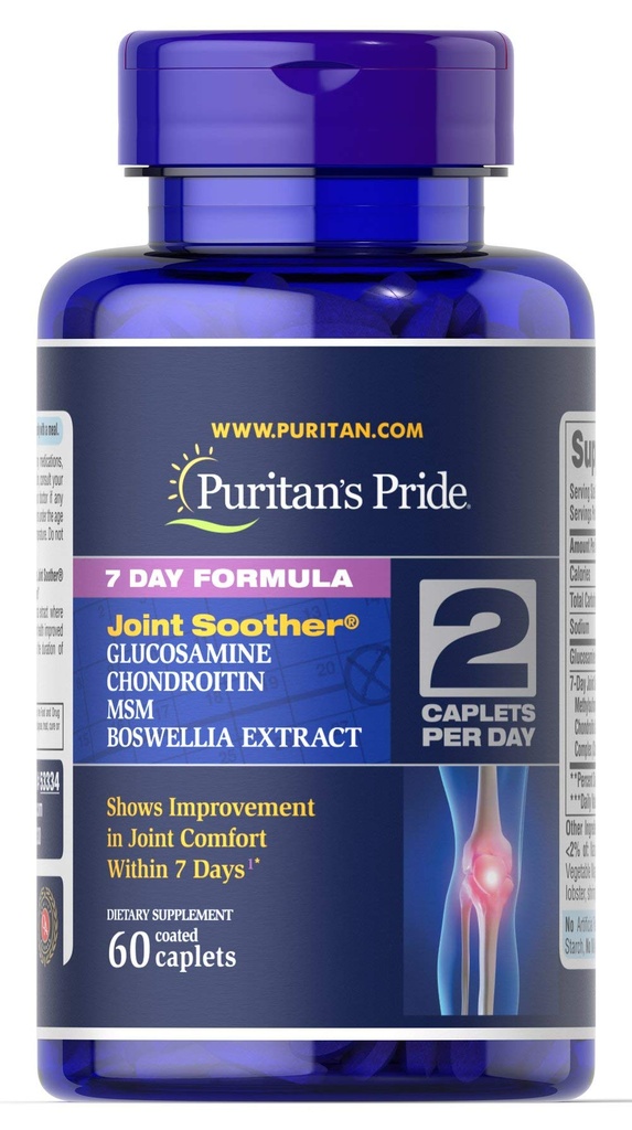 גאווה 7 יום פורמולה משותפת Sothercosamine, Chondroitin, MSM & Boswellia 60 Caplets