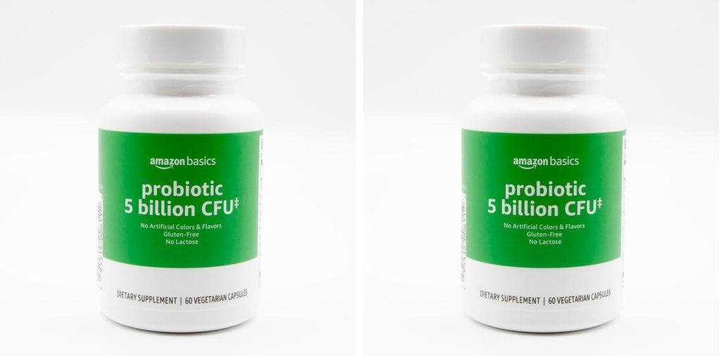 יסודות Probiotic 5 מיליארד CFU, 8 זנים פרוביוטיים עם 60 מ"ג טרוםביוטיקה בלגן, 60 Count Vegetarian קפסולות, 2 חודשים היצע, תמיכה בריאות (לשעבר Solimo) (Pack of 2)