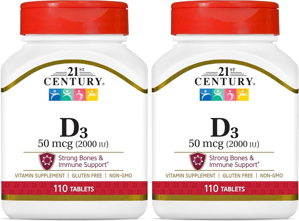 המאה ה-21 D3 2000 IU Tablet, 110 Count (Pack of 2)