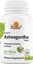 Sawanti אורגני Ashwagandha קפסולות - Natural Stress Relief & Energy Boost - דיאטת תוספת גבוהה שואבת 60 קפסולות טבעוניות - 500 מ"ג