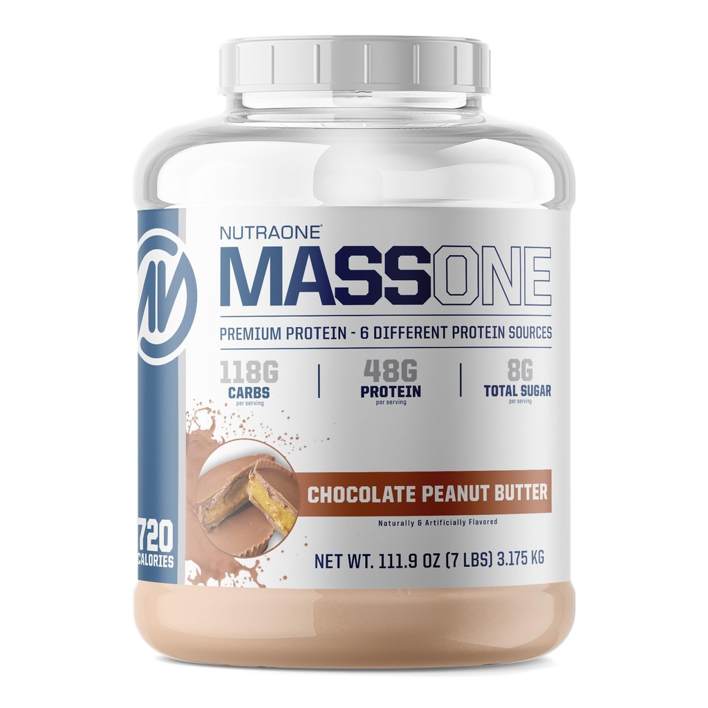 Nutraone Massone Mass Gainer חלבון אבקה מקבל חלבון Mass חלבון Meal החלפת (Chocolate Peanut Butter - 7 lbs).